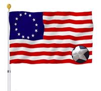 Drapeau américain brodé Betsy Ross 7,6 x 12,7 cm, fabriqué aux États-Unis - 13 étoiles colonies primitives des États-Unis - Drapeaux cousus étoiles brodées à rayures cousues - Bannière robuste