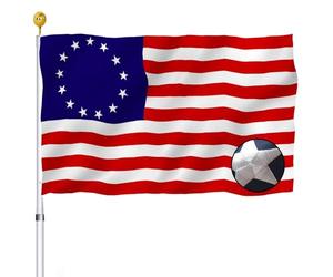 Drapeau américain brodé Betsy Ross 7,6 x 12,7 cm, fabriqué aux États-Unis - 13 étoiles colonies primitives des États-Unis - Drapeaux cousus étoiles brodées à rayures cousues - Bannière robuste