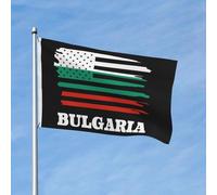 Drapeau américain Bulgarie Drapeaux de jardin bulgares Printemps Été Automne Hiver Décoration intérieure Bannière double face Bannières extérieures légères et amusantes de 90 x 150 cm