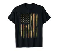 Drapeau américain Camouflage à Rayures Militaires américaines vétéran T-Shirt