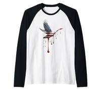 Drapeau Américain Canard Goose Duck USA Drip Graffiti Lover Patriotism Manche Raglan