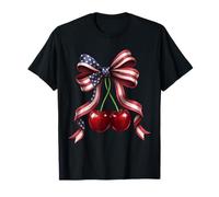 Drapeau américain Cerise Coquette Bow Drapeau USA 4 Juillet T-Shirt