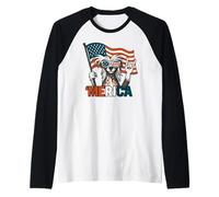 Drapeau américain Chinois à crête Merica du 4 Juillet pour Les Amoureux des Chiens Manche Raglan