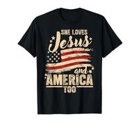 Drapeau américain chrétien « She Love Jesus and America Too » du 4 juillet T-Shirt