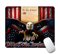 Drapeau Américain Classique « Nous Le Peuple » avec L'Eagle Mouse Pad Base en Caoutchouc Tapis Souris Portable Tapis De Souris pour Bureau Pc Ordinateur 25X30Cm