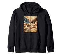 Drapeau Américain Création de Main Adam Noir Histoire Patriotisme Sweat à Capuche