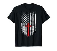 Drapeau américain Croix chrétienne Amérique religieuse 4 juillet T-Shirt