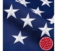 Drapeau américain de 3 x 4,6 m en polyester filé résistant aux déchirures, drapeaux américains résistants au vent fort pour l'extérieur avec étoiles brodées durables cousues et 5 œillets en laiton