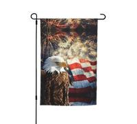 Drapeau américain de jardin imprimé aigle de feu 30,5 x 45,7 cm double face, décoration saisonnière pour la maison, l'extérieur, les vacances, toutes les saisons