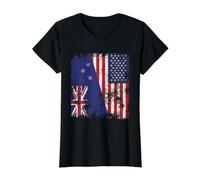 Drapeau américain de la Nouvelle-Zélande Vieilli - Demi américain T-Shirt Graphique avec Valeur