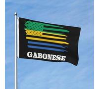 Drapeau américain de la République gabonaise, drapeaux de jardin, printemps, été, automne, hiver, décoration d'intérieur, bannière double face, légère, 90 x 150 cm, bannières d'extérieur amusantes
