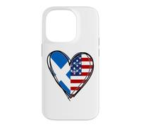 Drapeau américain de l'Écosse en Forme de cœur avec Inscription « Proud to Be Scottish American » Coque pour iPhone 14 Pro