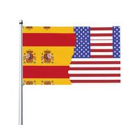 Drapeau américain de l'Espagne. Drapeau de jardin extérieur 0,9 x 1,5 m, bannière en polyester imprimé vif, facile à accrocher pour terrasse, fête, camping