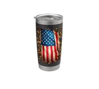 Drapeau américain de Noël décoré lumières Amérique Vacances Graphique Gobelet isotherme en acier inoxydable double paroi