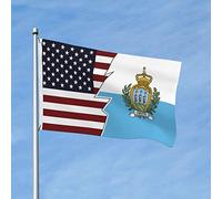 Drapeau américain de Saint-Marin 90 x 150 cm, bannière extérieure double face pour la décoration de terrasse et de pelouse