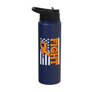 Drapeau américain de sensibilisation à la leucémie contre le cancer et la leucémie Stainless Steel Insulated Water Bottle