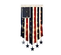 Drapeau américain décoratif à suspendre avec LED, décoration murale vintage en polyester pour intérieur, extérieur et fête A