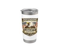 Drapeau américain « Defending Liberty Since Day One Est 1776 » Gobelet isotherme en acier inoxydable double paroi