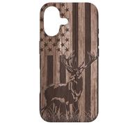 Drapeau américain des États-Unis Chasseur de cerf en Bois Coque pour iPhone 17