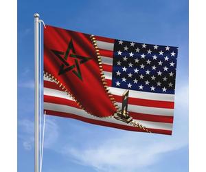 Drapeau Américain Des États-Unis Et Drapeau Marocain Du Maroc 90X150Cm Drapeau De Jardin Supérieure Extérieur Drapeaux Drôle Grand Drapeau Décoration Pour Bureaux Maison Patio