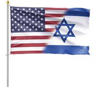 Drapeau américain d'Israël 3x5 extérieur I Stand avec drapeau israélien 150D Premium léger drapeaux d'amitié israélo-américains avec 2 œillets en laiton pour mur de pièce intérieure extérieure