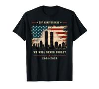 Drapeau américain du 25e Anniversaire du 11 Septembre 2001 T-Shirt