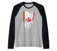 Drapeau américain du Canada Racines canadiennes Manche Raglan