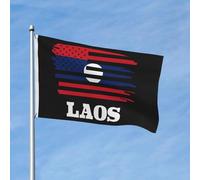 Drapeau américain du Laos, drapeaux de jardin, printemps, été, automne, hiver, décoration d'intérieur, bannière double face, légère, 90 x 150 cm, bannières d'extérieur amusantes