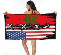 Drapeau Américain du Maroc Serviette De Plage, Microfibre Serviettes De Piscine Portable Couverture De Plage pour Natation Camping Voyages 80X130Cm