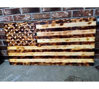 Drapeau américain en bois brûlé, drapeau américain rustique fait à la main, art mural en bois brûlé, décoration d'intérieur unique pour vétérans et patriotes