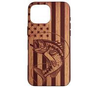 Drapeau américain en Bois pour pêcheur à Grande Bouche Coque pour iPhone 16 Pro Max