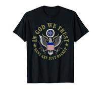 Drapeau américain en dieu, we trust guns are just backup T-Shirt