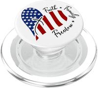 Drapeau américain en Forme de cœur avec Croix de Jésus « The Lord is My Rock » PopSockets PopGrip pour MagSafe