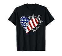 Drapeau américain en Forme de cœur avec Croix de Jésus « The Lord is My Rock » T-Shirt