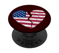 Drapeau américain en Forme de cœur brisé - Heartbreak Patriotique PopSockets PopGrip Adhésif