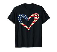Drapeau américain en Forme de cœur pour commémoration des Forces armées patriotiques américaines T-Shirt