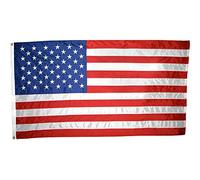 Drapeau américain en nylon SolarGuard Nyl-Glo de 6,3 x 1,2 m - 100% fabriqué aux États-Unis avec des rayures cousues, des étoiles brodées et des œillets en laiton.