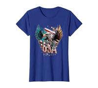 Drapeau américain et Aigle américain T-Shirt, Femme, Bleu Royal, M