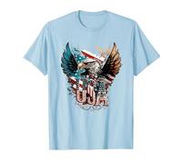 Drapeau américain et Aigle américain T-Shirt, Homme, Bleu Céleste, S
