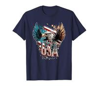Drapeau américain et Aigle américain T-Shirt, Homme, Bleu Marine, S