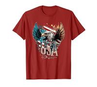 Drapeau américain et Aigle américain T-Shirt, Homme, Canneberge, S