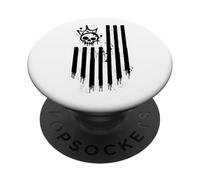 Drapeau américain et crâne Graffiti Spray Drapeau Vertical Noir PopSockets PopGrip Adhésif