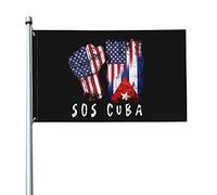 Drapeau américain et cubain Sos Cuba Drapeau 3x5 pieds avec deux œillets en laiton, double couture, couleurs vives, anti-décoloration