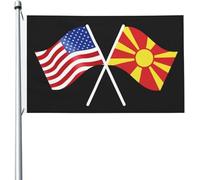 Drapeau américain et de la Macédoine du Nord, 90 x 150 cm, drapeaux lumineux