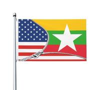 Drapeau américain et drapeau birman de luxe durable 3 x 5 pieds