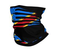 Drapeau Américain Et Drapeau De La République Démocratique du Congo Unisexe Cache Cou Élastique Tour De Cou Thermique Bandeau pour Yoga Marche Hiver Sport