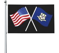 Drapeau américain et du Connecticut, 90 x 150 cm, drapeaux lumineux