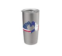 Drapeau américain et français racines françaises Gobelet isotherme en acier inoxydable double paroi