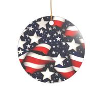 Drapeau américain étoiles rayures imprimées cadeaux de mariage personnalisés, décoration de Noël en acrylique pour jeunes mariés et couples