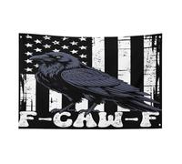 Drapeau américain F-Caw-F Black Raven Crow, bannière de jardin de 90 x 150 cm avec 4 trous, décoration intérieure et extérieure pour la maison
